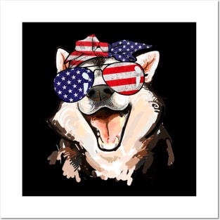 Siberian Husky American Flag Sunglasses July 4th Posters and Art